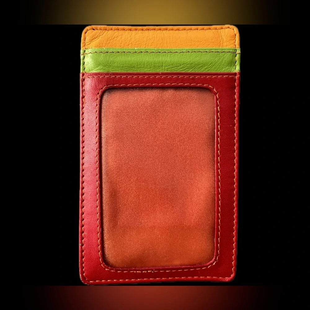 💲💳Leather Credit Card Case Holder Multicolor Red/Orange/Green/Yellow | MyWalit